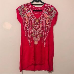 Johnny Was Embroidered Hot Pink Tunic, Small